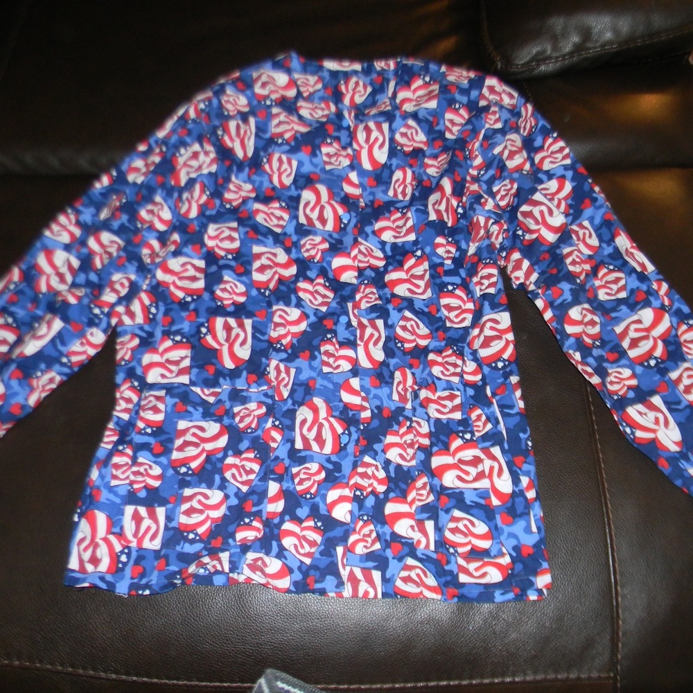 Red, white, and blue Scrub Jacket Size Large
